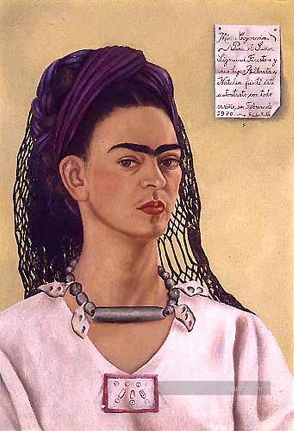 Autoportrait Dédiée au féminisme Sigmund Firestone Frida Kahlo Peintures à l'huile